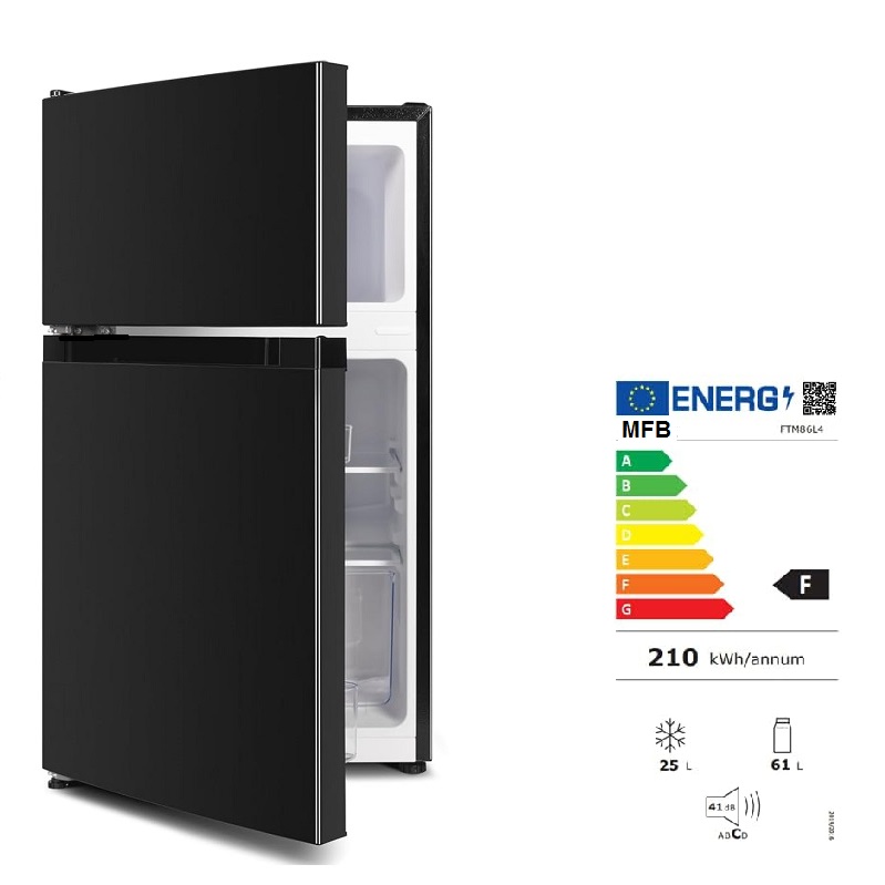 Mini Frigorifero a 2 porte NERO con freezer 86 litri Classe A+ - immagine 6