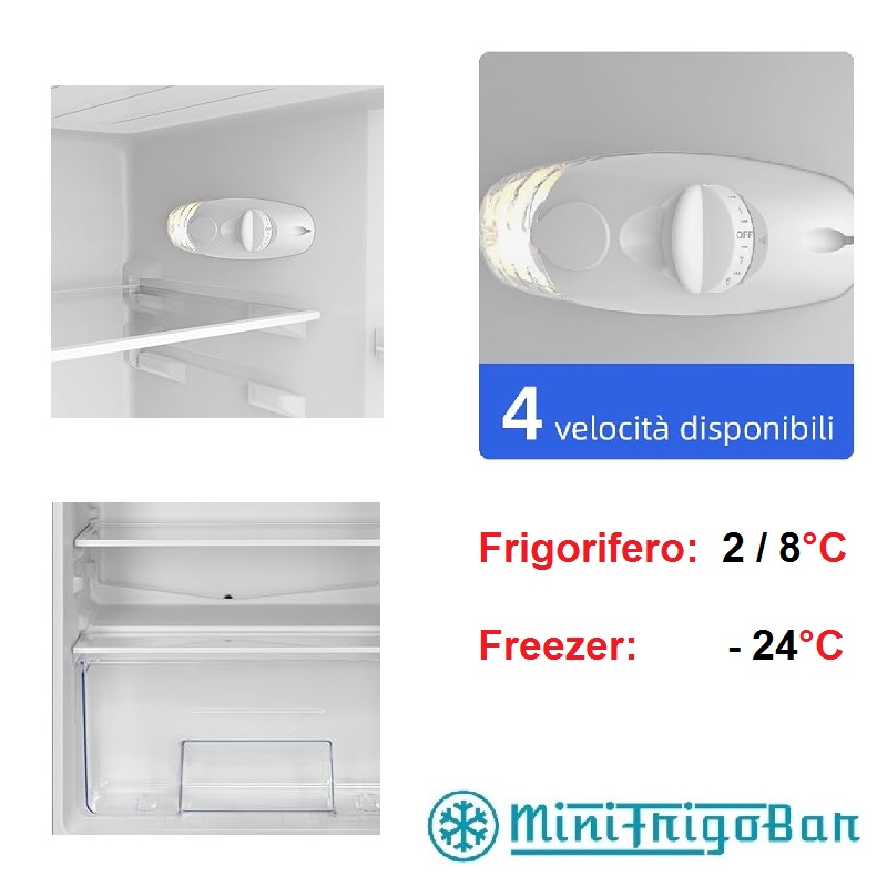 Mini Frigorifero a 2 porte NERO con freezer 86 litri Classe A+ - immagine 8