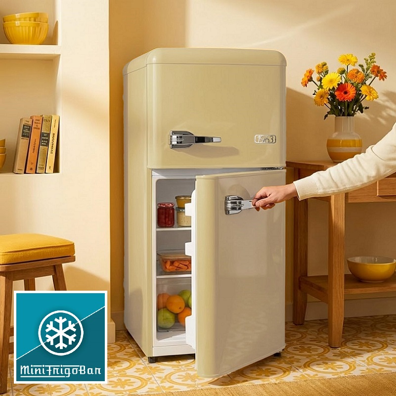 Mini Frigorifero doppia porta VINTAGE con freezer 100 litri - immagine 4